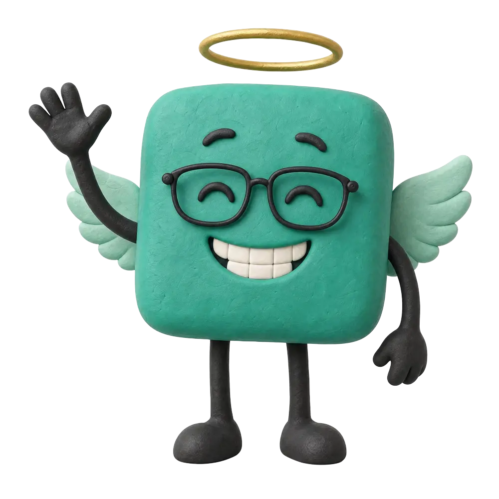 Angel mascot waving hello