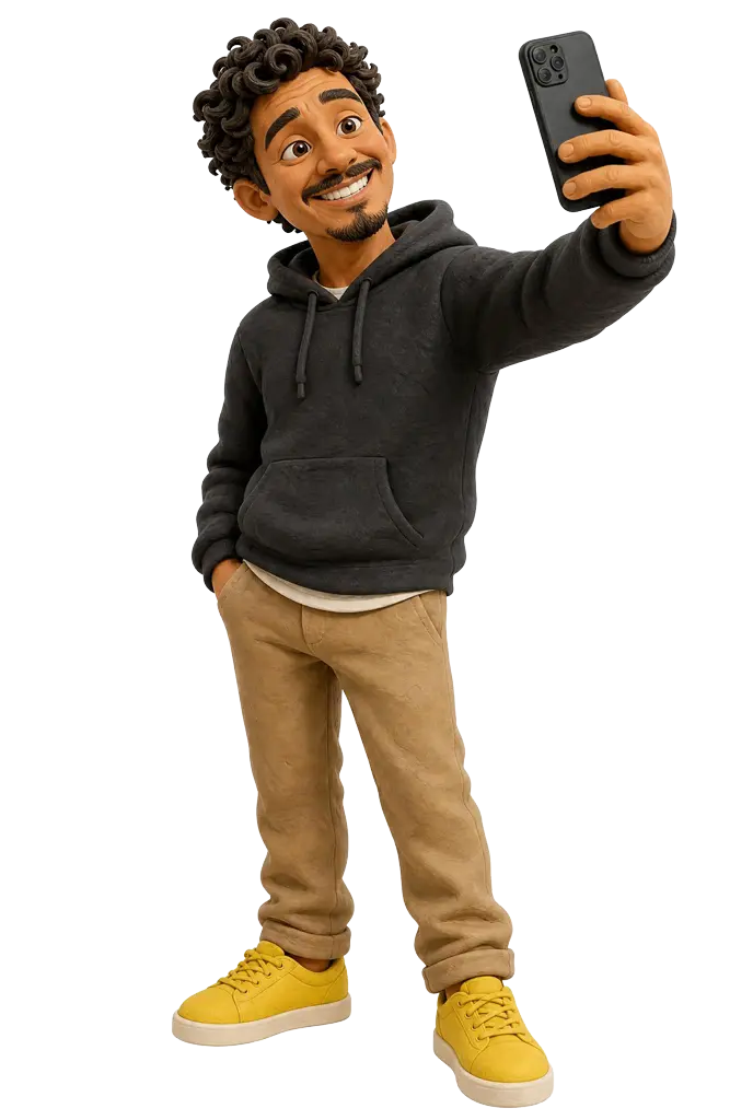 Man in hoodie taking a selfie